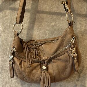 Leather Purse Shoulder Bag or Crossbody Hobo Lots of Zippers & Compartments